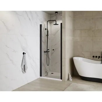 Sprchové dveře Bezrámové sprchové dveře SINCO DUE BLACK - Černá, 80, 195, Univerzální Levé / Pravé, Čiré bezpečnostní sklo - 6 mm (BCSIN80DUEB) HOPA