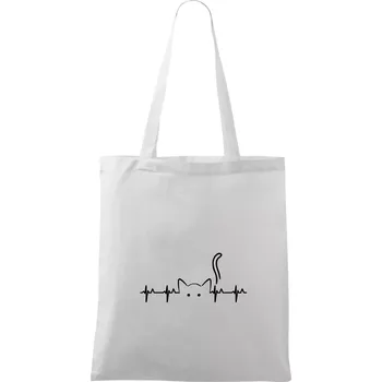 Nákupní taška Kočka EKG - Taška bavlněná - 42 x 38 cm ( Bílá )