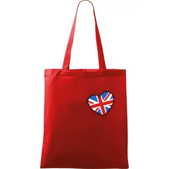 Nákupní taška Británie srdce prso - Taška bavlněná - 42 x 38 cm ( Červená )