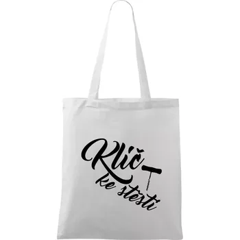 Klíč ke štěstí vývrtka jednoduchá - Taška bavlněná - 42 x 38 cm ( Bílá )