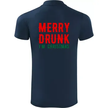 Pánská košile Merry Drunk I'm Christmas - Polokošile Victory sportovní (dresovina) - XL ( Námořní modrá (velmi tmavá - téměř černá) )