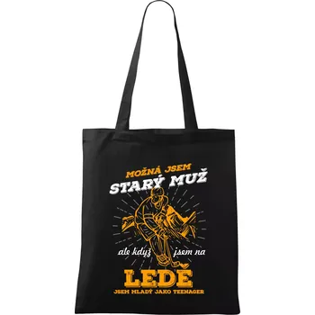 Hokejista- možná jsem starý muž - Taška bavlněná - 42 x 38 cm ( Černá )