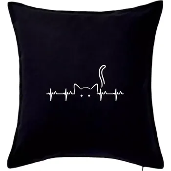 Polštář Kočka EKG - Polštář 50x50 - 50x50 - Pouze potah ( Černá )