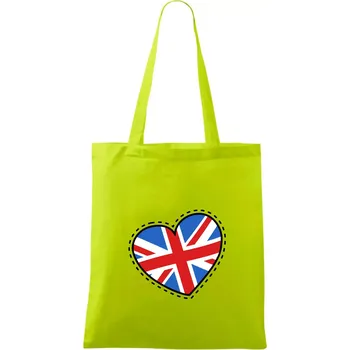 Británie srdce velké - Taška bavlněná - 42 x 38 cm ( Limetková )