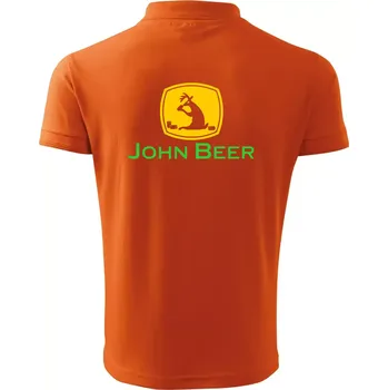 Pánská košile John Beer jelen s pivem - Polokošile pánská Pique Polo 203 - S ( Oranžová )