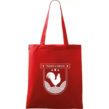 Nákupní taška Vstávám se slepicemi - Taška bavlněná - 42 x 38 cm ( Červená )