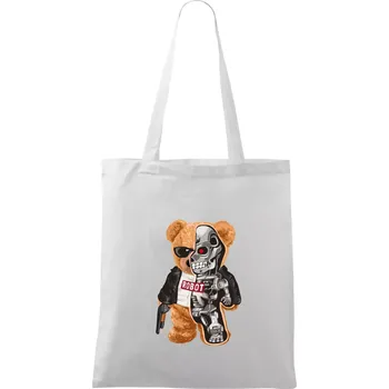 Medvídek terminátor - Taška bavlněná - 42 x 38 cm ( Bílá )