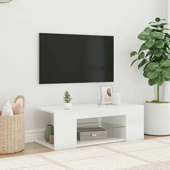 Televizní stolek vidaXL TV skříňka s LED osvětlením 90 x 39 x 30 cm [804244] Barva: bílá s vysokým leskem