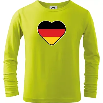 Dětská móda Germany love velké - Německá vlajka - Triko dětské Long Sleeve - 146 cm/10 let ( Limetková )
