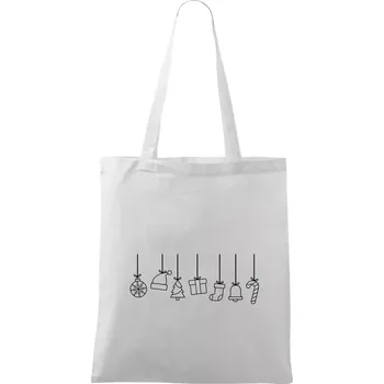 Rodinná vánoční trička - Vánoční ozdoby na provázku - Taška bavlněná - 42 x 38 cm ( Bílá )