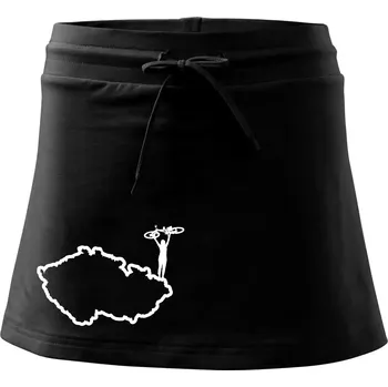 Dámská sukně Cyklistka - Mapa ČR - Sportovní sukně - two in one - M ( Černá )