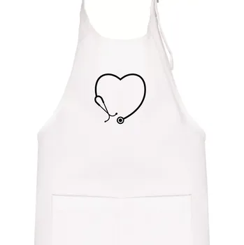 Kuchyňská zástěra Stetoskop srdce - Dětská zástěra na vaření - Univerzální velikost ( Bílá )