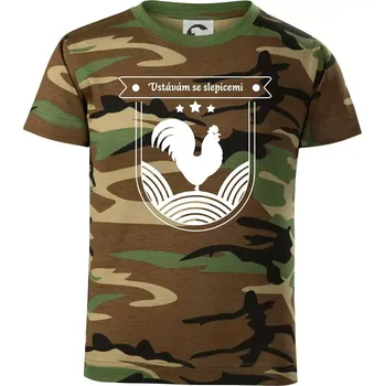 Chlapecké tričko Vstávám se slepicemi - Dětské maskáčové triko - 122 cm/6 let ( Hnědý maskáč )