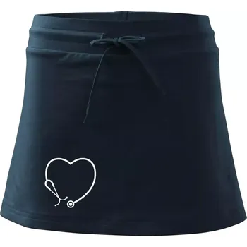 Dámská sukně Stetoskop srdce - Sportovní sukně - two in one - XL ( Námořní modrá (velmi tmavá - téměř černá) )