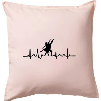 Polštář EKG tanec - tančící dvojice - Polštář 50x50 - 50x50 - Včetně výplně ( Světle růžová )