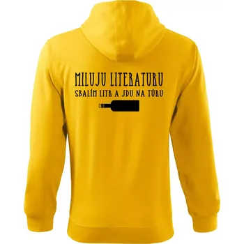 Pánská mikina Miluju literaturu - Mikina s kapucí na zip trendy zipper - 3XL ( Žlutá )