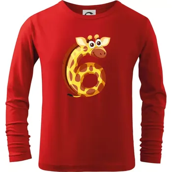 Chlapecké tričko Věk dítětě zvíře 6 - Triko dětské Long Sleeve - 122 cm/6 let ( Červená )
