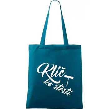 Klíč ke štěstí vývrtka jednoduchá - Taška bavlněná - 42 x 38 cm ( Petrolejová )