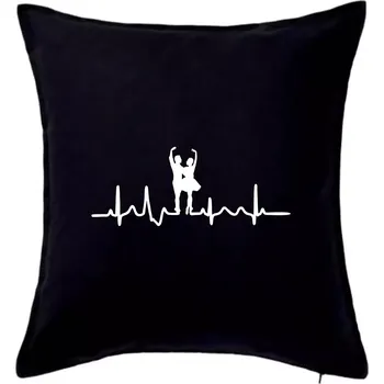 Polštář EKG tanec - pár - Polštář 50x50 - 50x50 - Pouze potah ( Černá )