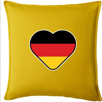 Polštář Germany love velké - Německá vlajka - Polštář 50x50 - 50x50 - Pouze potah ( Žlutá )