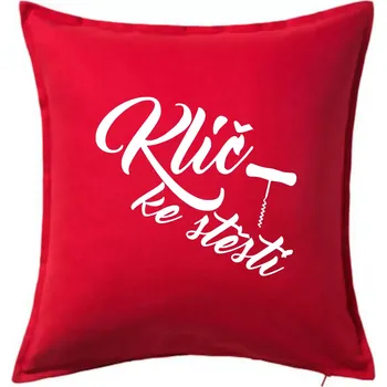Polštář Klíč ke štěstí vývrtka jednoduchá - Polštář 50x50 - 50x50 - Pouze potah ( Červená )