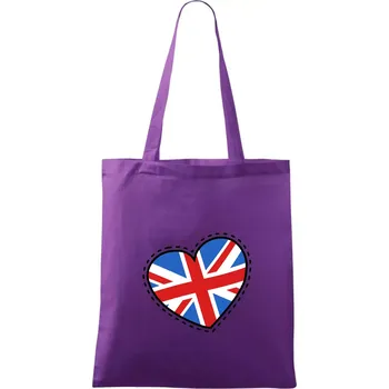 Británie srdce velké - Taška bavlněná - 42 x 38 cm ( Fialová )