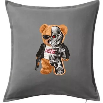 Polštář Medvídek terminátor - Polštář 50x50 - 50x50 - Pouze potah ( Tmavě šedý melír )