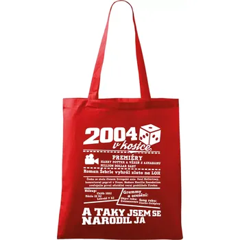 Nákupní taška 2004 v kostce - Taška bavlněná - 42 x 38 cm ( Červená )