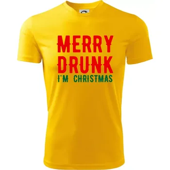 Chlapecké tričko Merry Drunk I'm Christmas - Dětské triko sportovní (dresovina) - 122 cm/6 let ( Žlutá )