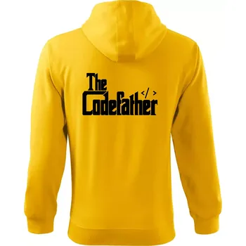 Pánská mikina The codefather - Mikina s kapucí na zip trendy zipper - S ( Žlutá )