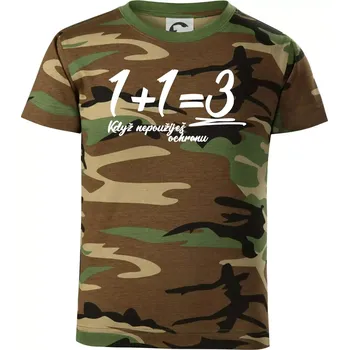 1+1=3 když nepoužiješ ochranu - Dětské maskáčové triko - 134 cm/8 let ( Hnědý maskáč )
