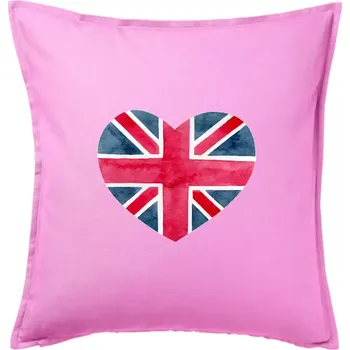 Polštář Britské srdce malované - Polštář 50x50 - 50x50 - Pouze potah ( Růžová )