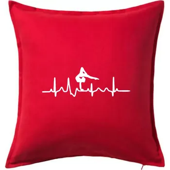 Polštář EKG tanec - na rukou - Polštář 50x50 - 50x50 - Včetně výplně ( Červená )