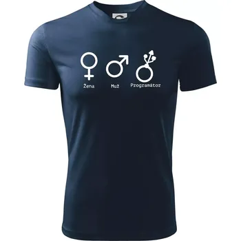 Chlapecké oblečení Muž žena programátor - Dětské triko sportovní (dresovina) - 158 cm/12 let ( Námořní modrá (velmi tmavá - téměř černá) )