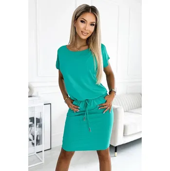 Dámské šaty Dámské šaty Numoco tyrkysové s kapsami a tkaničkou, tyrkysová XS