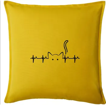Polštář Kočka EKG - Polštář 50x50 - 50x50 - Pouze potah ( Žlutá )