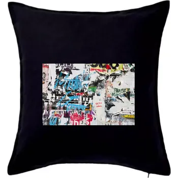 Polštář Otrhaná nástěnka - Polštář 50x50 - 50x50 - Pouze potah ( Černá )