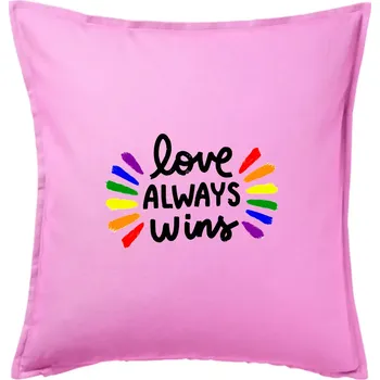 Polštář Love always win - čáry - Polštář 50x50 - 50x50 - Pouze potah ( Růžová )