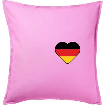 Polštář Germany love malé - Německá vlajka - Polštář 50x50 - 50x50 - Pouze potah ( Růžová )