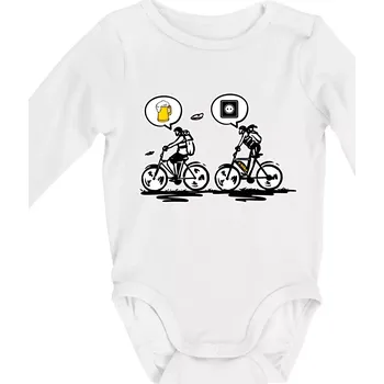 Cyklistika na co myslím - Body kojenecké s dlouhým rukávem - Dlouhý r. 3-6 měs ( Bílá )