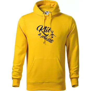 Pánská mikina Vývrtka mechanická - Klíč k přežití - Mikina pánská Cape s kapucí - M ( Žlutá )