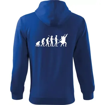 Pánská mikina Evoluce tanec - tančící dvojice - Mikina s kapucí na zip trendy zipper - S ( Královská modrá )