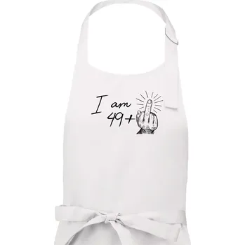 Kuchyňská zástěra I am fuck off 50 - Dámská zástěra na vaření - Univerzální velikost ( Bílá )