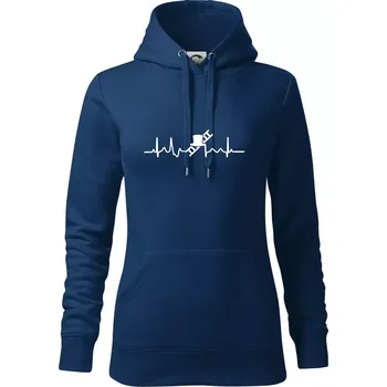 Dámská mikina EKG kominík - Mikina dámská Cape s kapucí - L ( Půlnoční modrá )