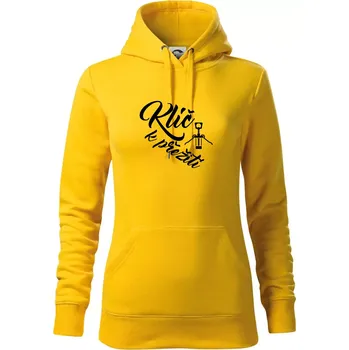 Dámská mikina Vývrtka mechanická - Klíč k přežití - Mikina dámská Cape s kapucí - XL ( Žlutá )