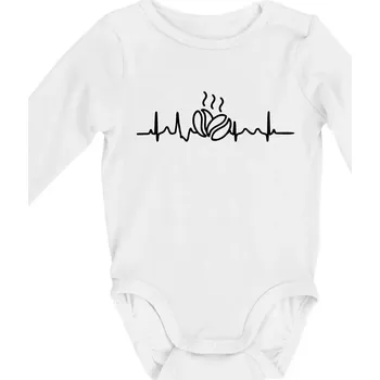 EKG zrna kávy - Body kojenecké s dlouhým rukávem - Dlouhý r. 3-6 měs ( Bílá )