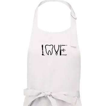 Kuchyňská zástěra Love zubař - Dámská zástěra na vaření - Univerzální velikost ( Bílá )
