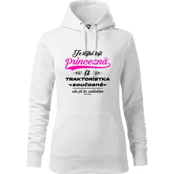 Dámská mikina Je těžké být princezna traktoristka - Mikina dámská Cape s kapucí - S ( Bílá )