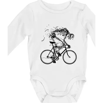 Gravel Bike - kostra - Body kojenecké s dlouhým rukávem - Dlouhý r. 3-6 měs ( Bílá )