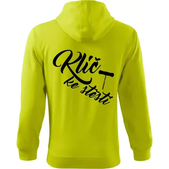Pánská mikina Klíč ke štěstí vývrtka jednoduchá - Mikina s kapucí na zip trendy zipper - 2XL ( Limetková )